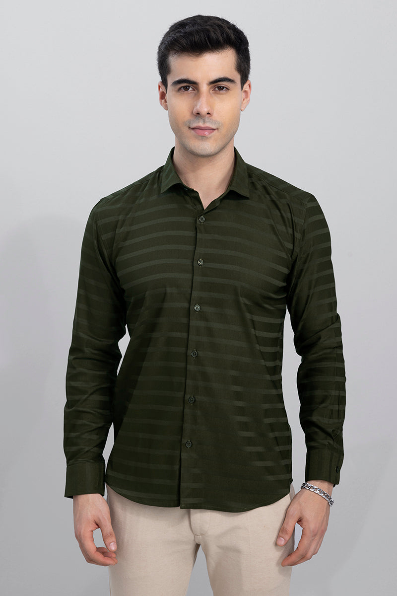 Engraved Stripe Olive Shirt | Relove