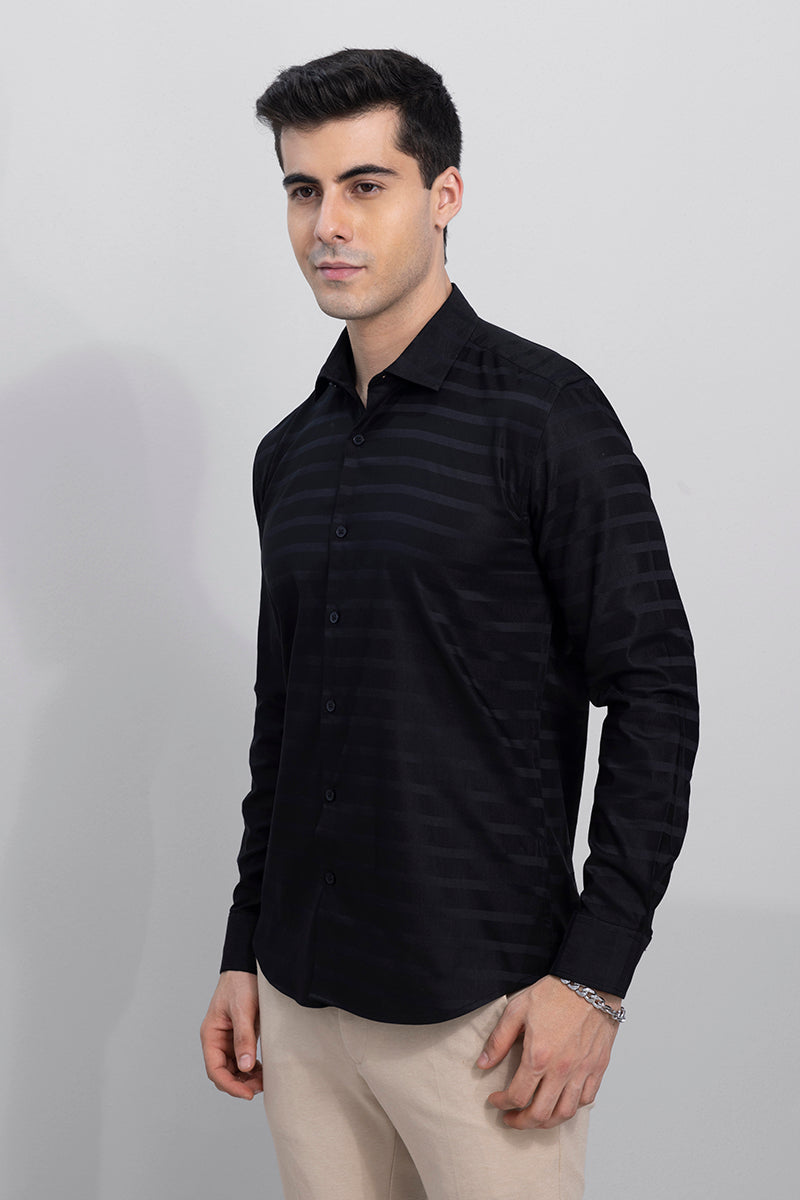 Engraved Stripe Black Shirt | Relove