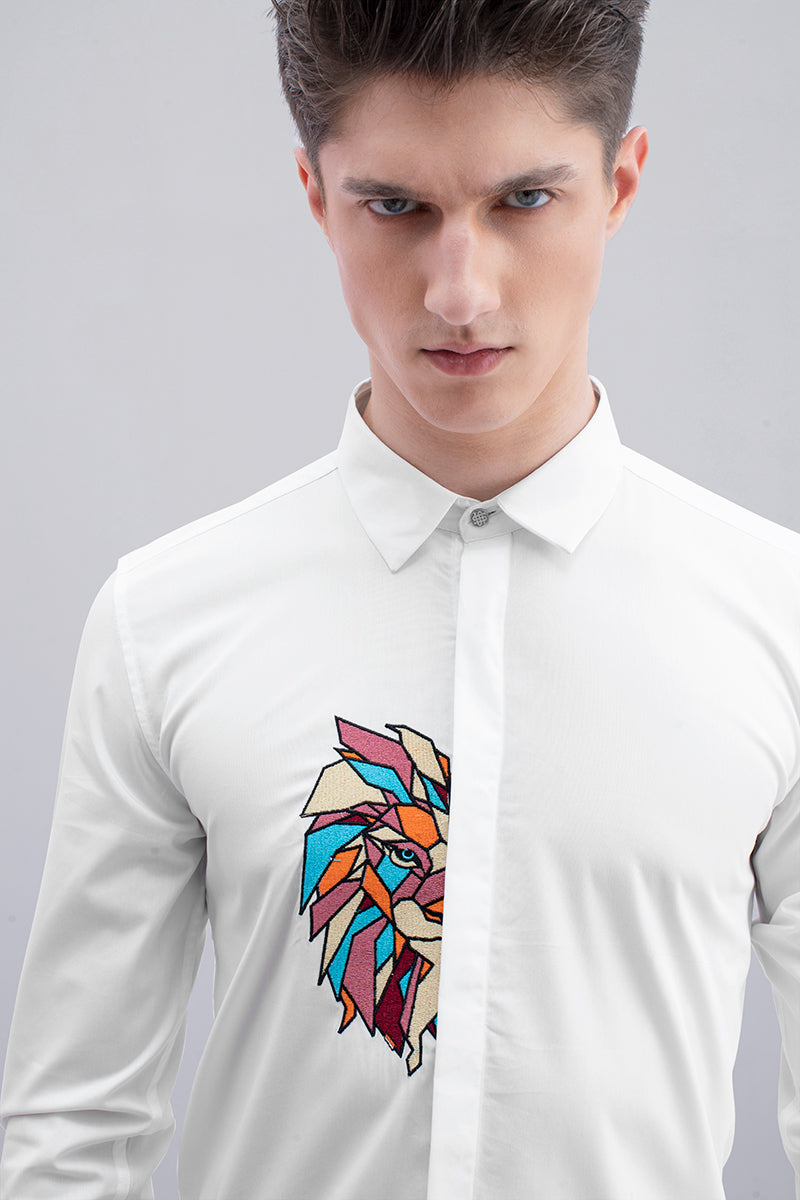 White Lion Embroidery Shirt - SNITCH