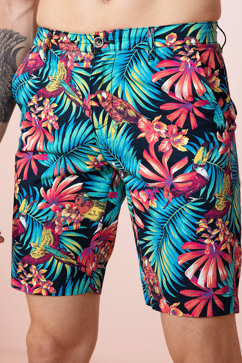 Exotic Frond Black Shorts - SNITCH