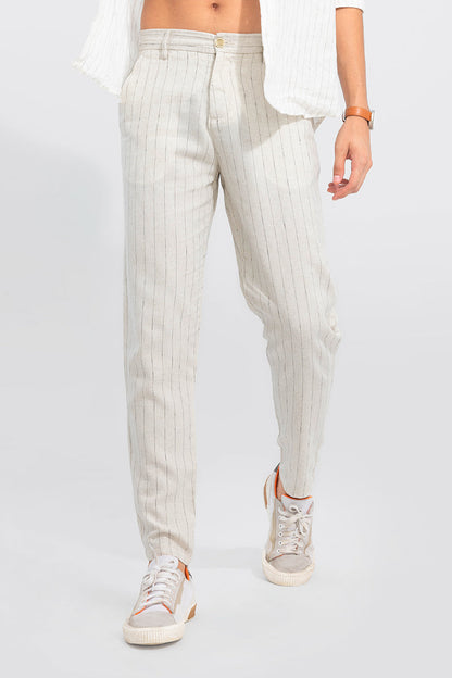 Elegance Cream Linen Pant | Relove