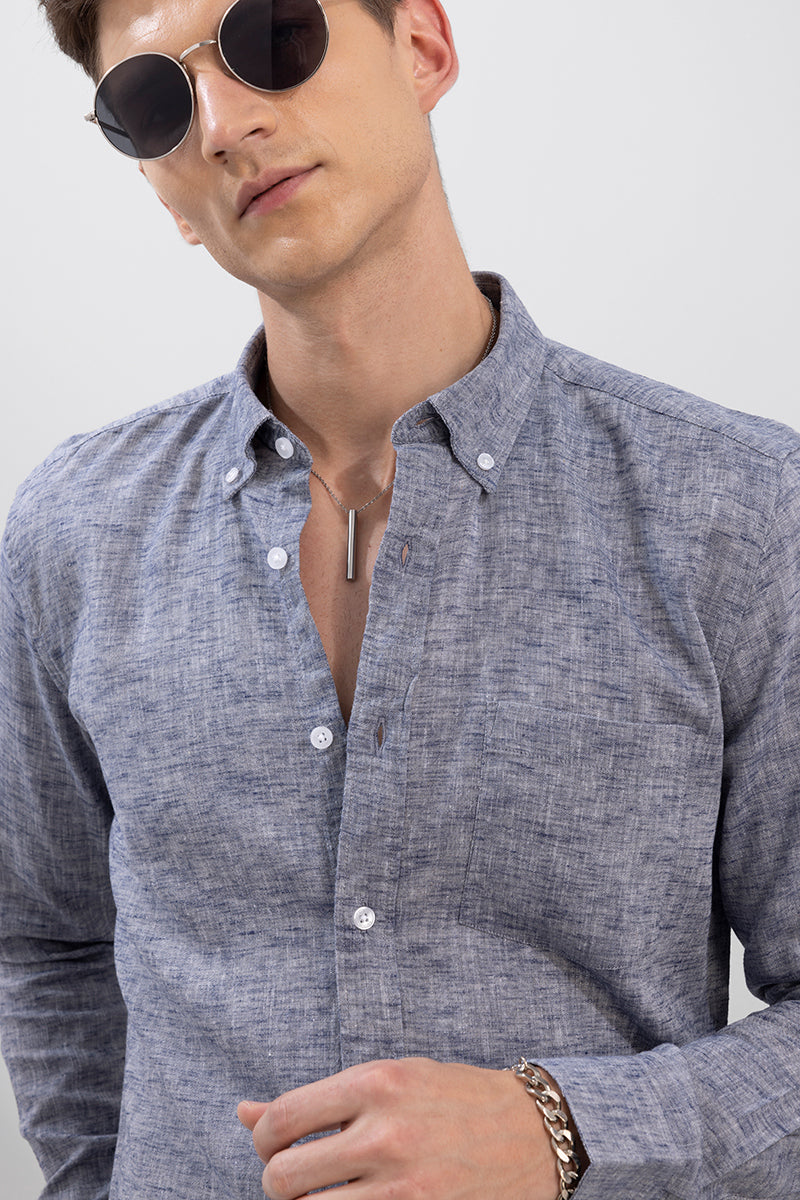 Tony Melange Grey Linen Shirt | Relove