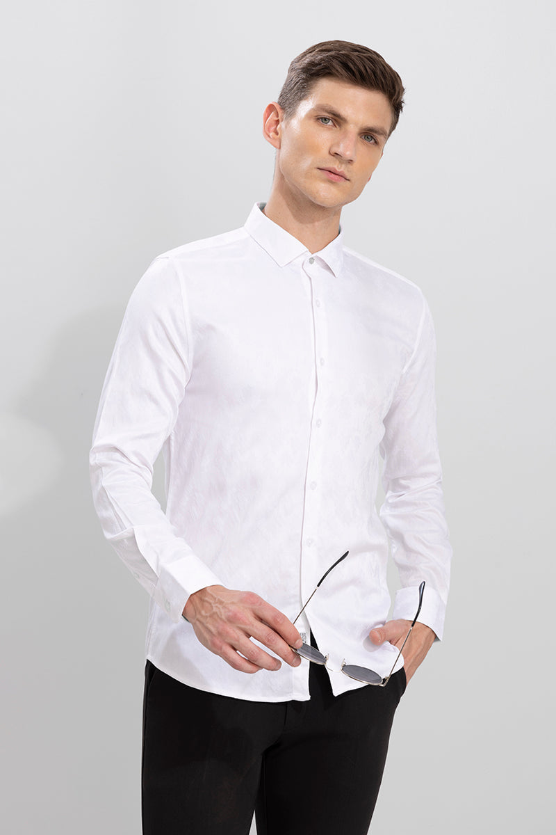 Solitary Floral White Jacquard Shirt | Relove