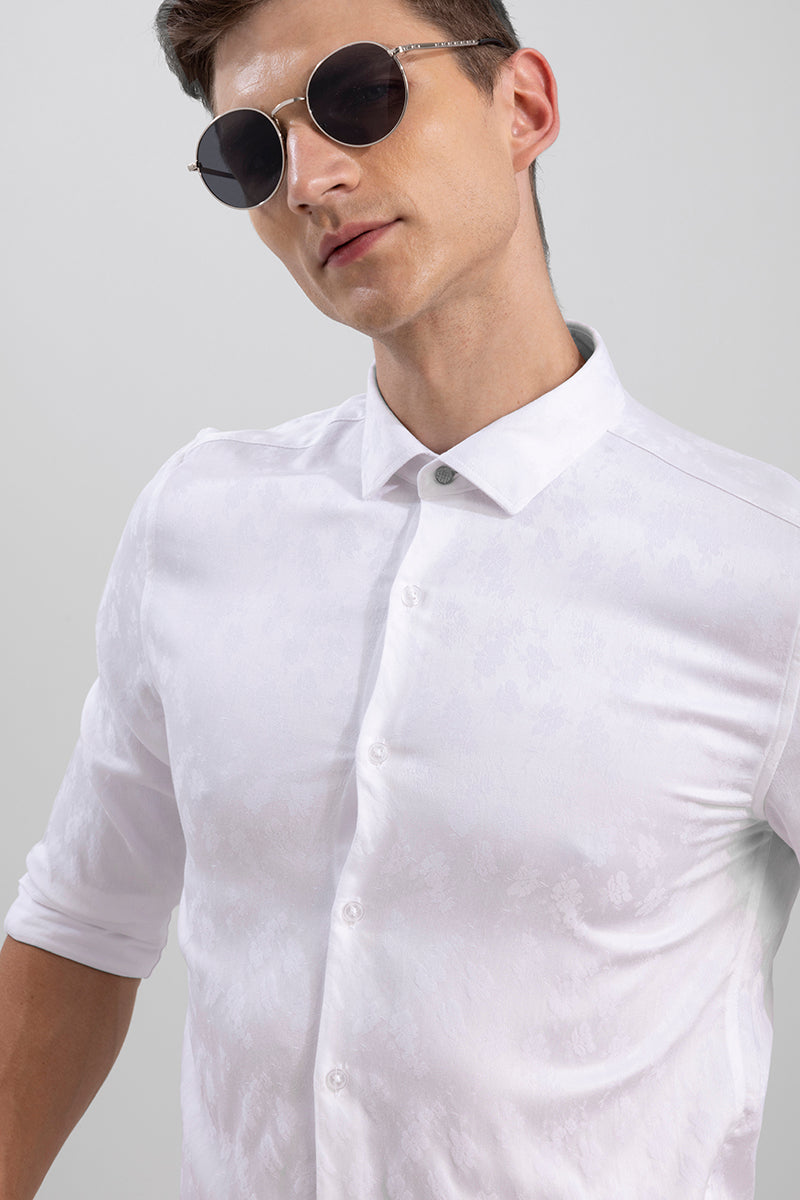 Solitary Floral White Jacquard Shirt | Relove