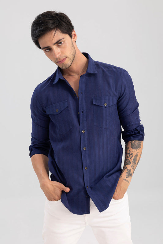 Dualtone Stripe Navy Shirt | Relove