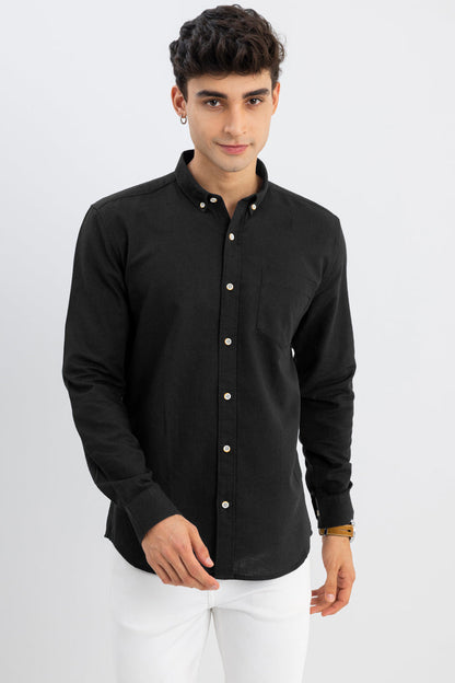 Trig Black Linen Shirt | Relove