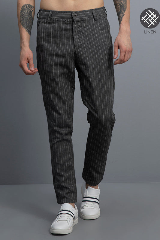 LitLin Grey Pin Stripe Pant - SNITCH