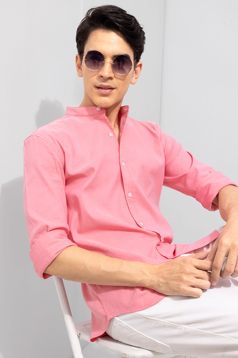 Standup Collar Flamingo Pink Shirt | Relove