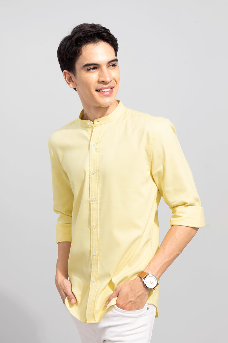 Standup Collar Yellow Shirt | Relove