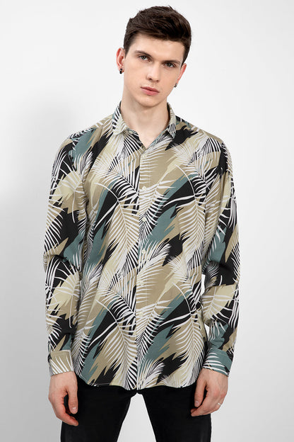 Palm Leaf Sand Brown Shirt - SNITCH