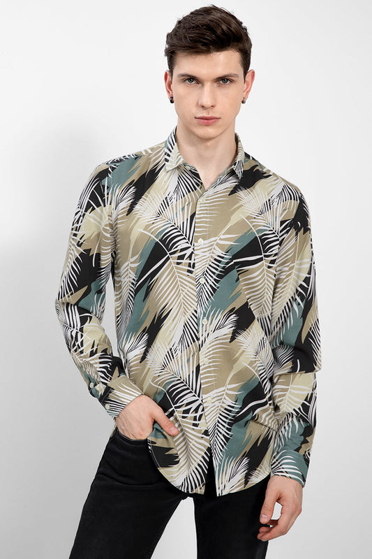 Palm Leaf Sand Brown Shirt - SNITCH