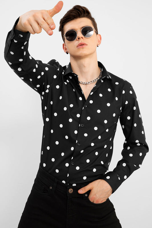 Polka Dot Black Shirt - SNITCH