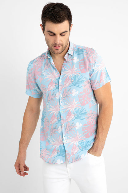 Fluorescent Palm Blue Shirt - SNITCH