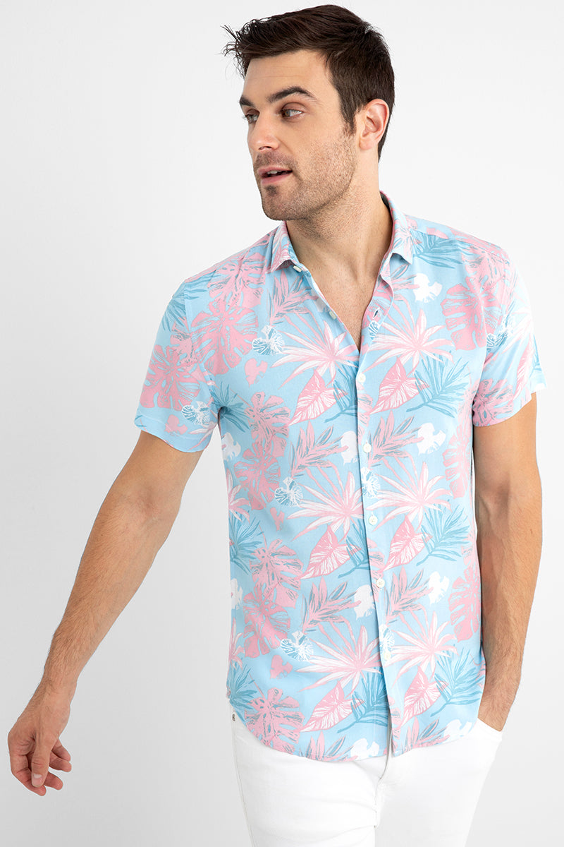 Fluorescent Palm Blue Shirt - SNITCH