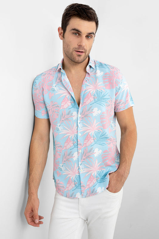 Fluorescent Palm Blue Shirt - SNITCH