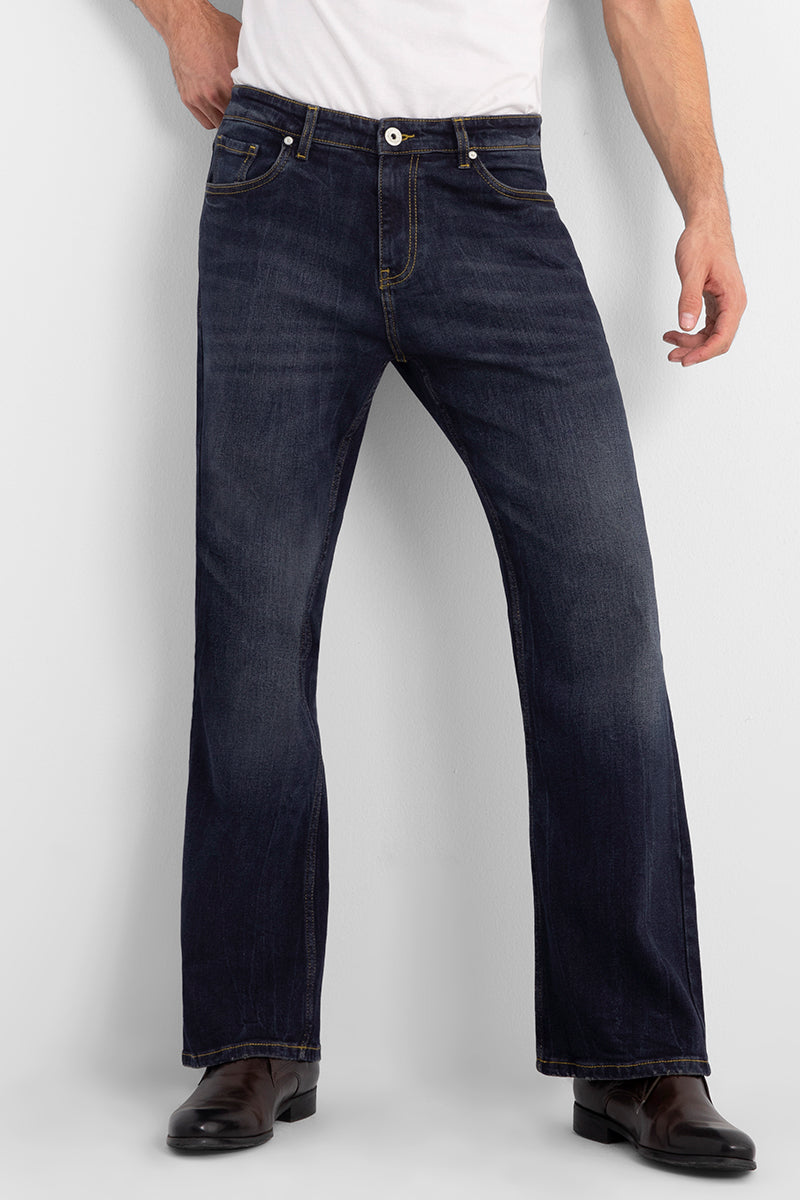 Azure Blue Boot Cut Jeans - SNITCH