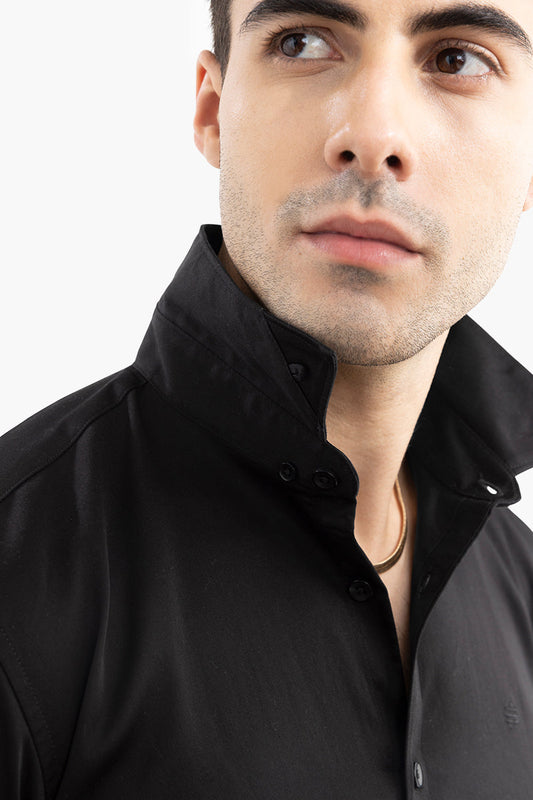 On Loop Black Satin Stretch Shirt | Relove