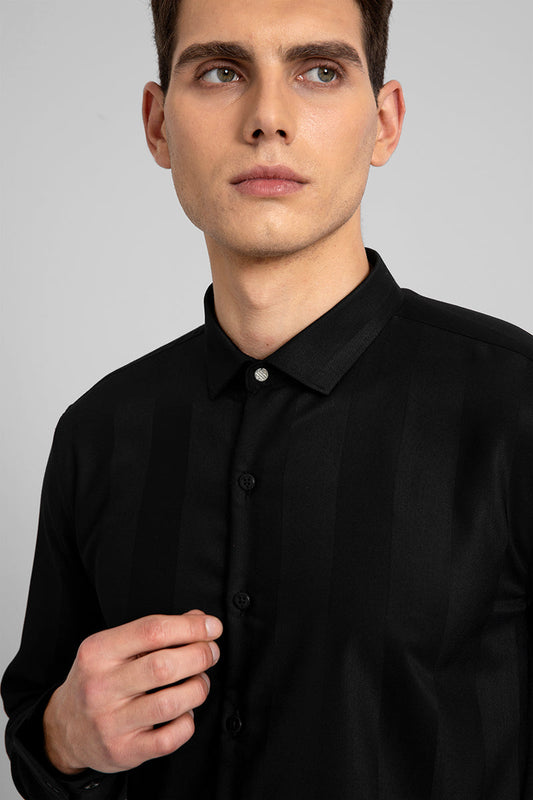 Glint Lyocell Black Shirt - SNITCH