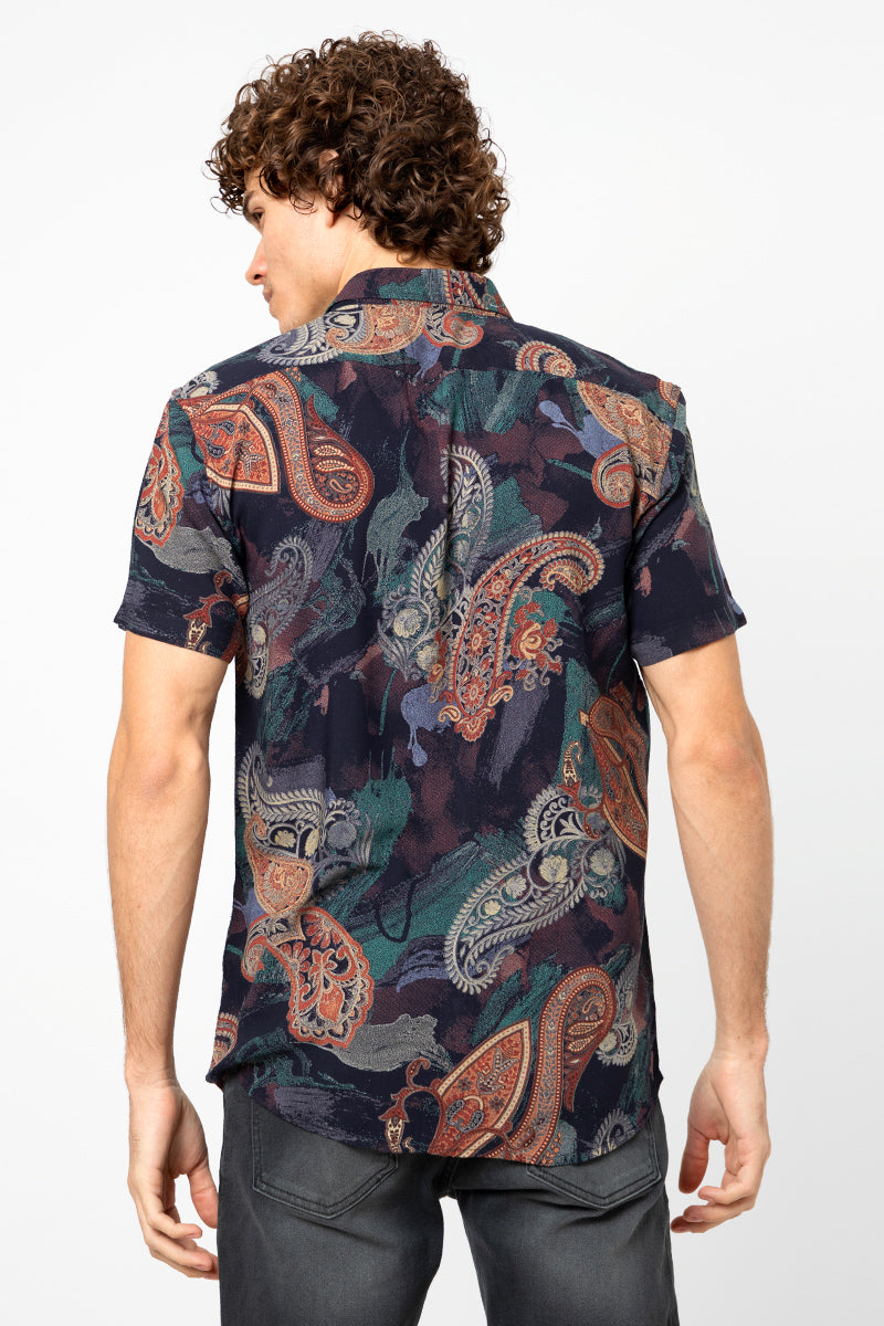 Maroon Paisley Print Bold Shirt - SNITCH