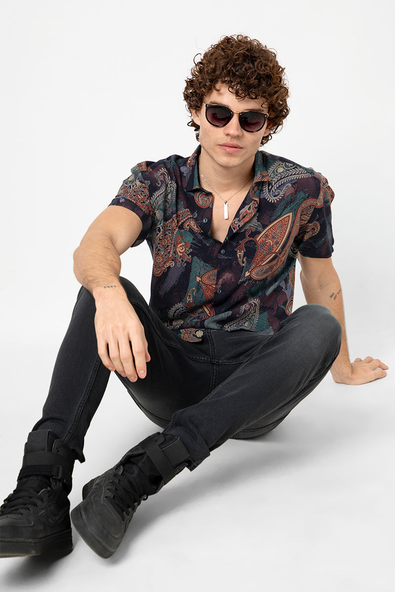 Maroon Paisley Print Bold Shirt - SNITCH