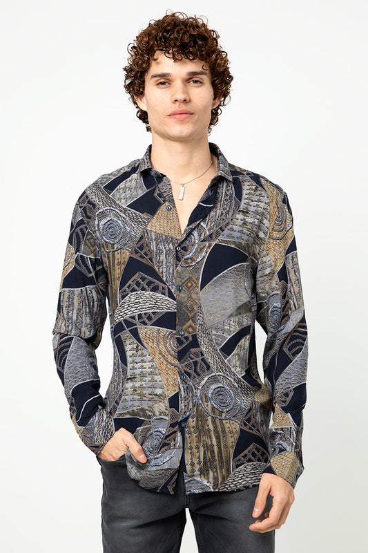 Patchwork Navy Shirt - SNITCH