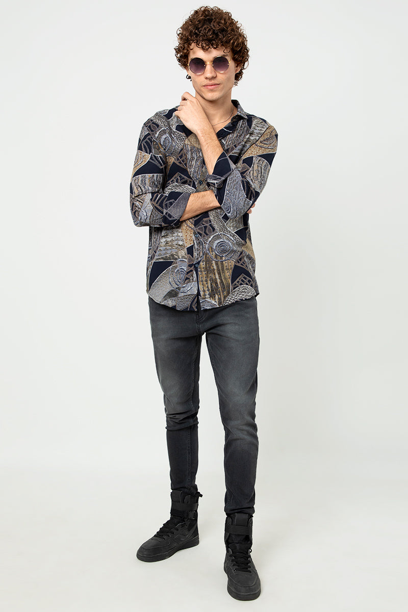 Patchwork Navy Shirt - SNITCH