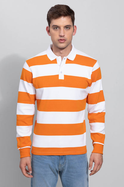 Rugby White & Orange Polo T-Shirt | Relove