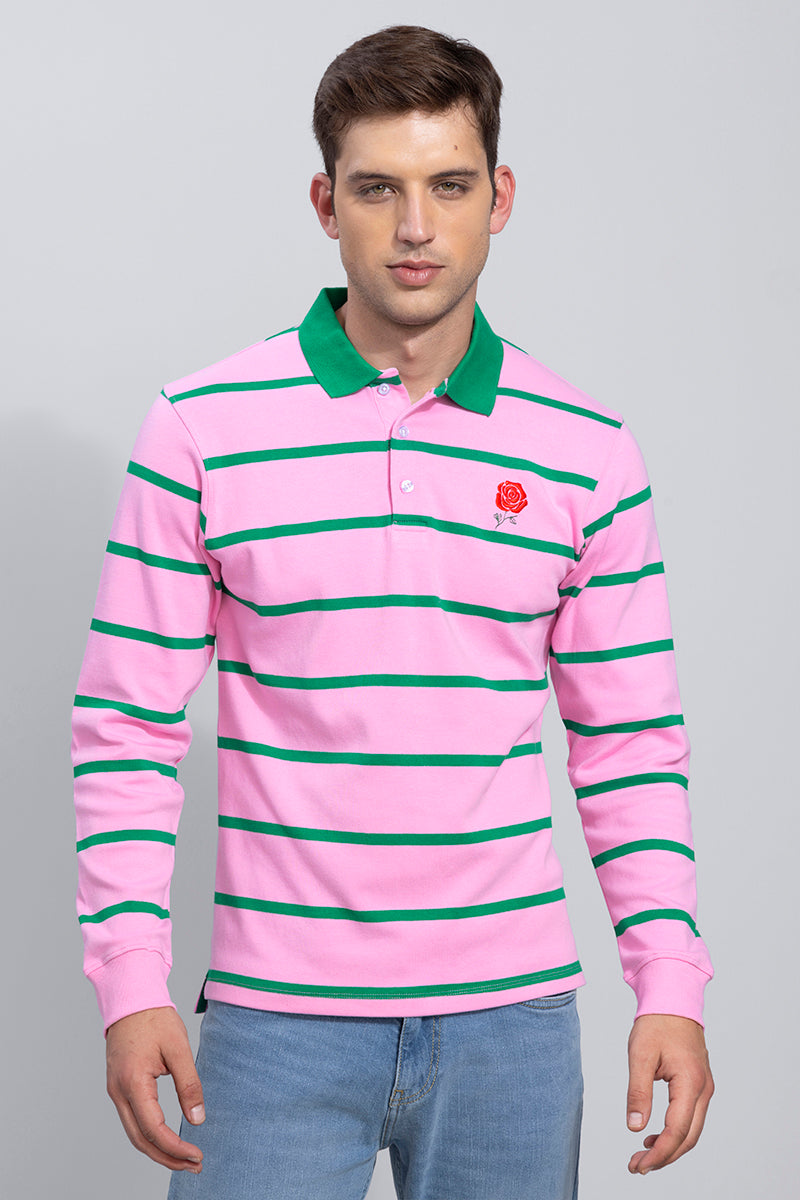 Roses Pink Rugby Polo T-Shirt | Relove