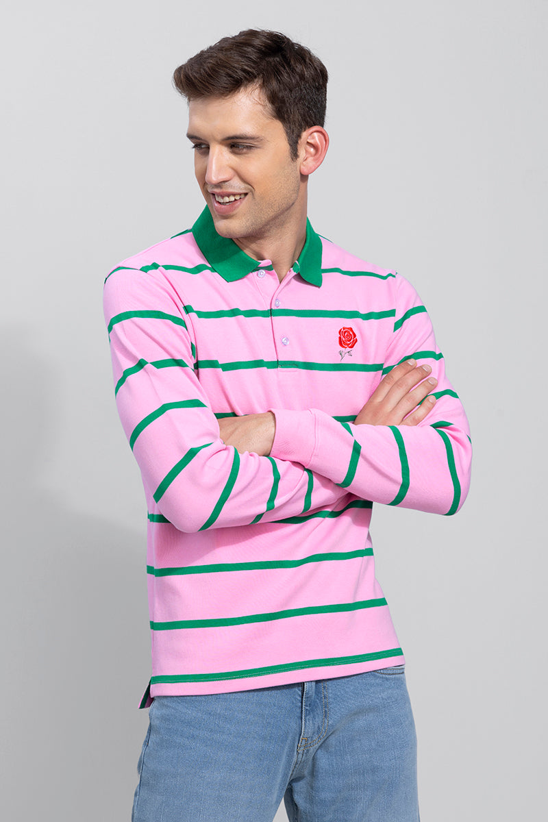 Roses Pink Rugby Polo T-Shirt | Relove