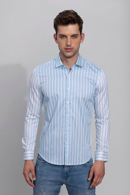 Extreme White Stripe Blue Shirt | Relove
