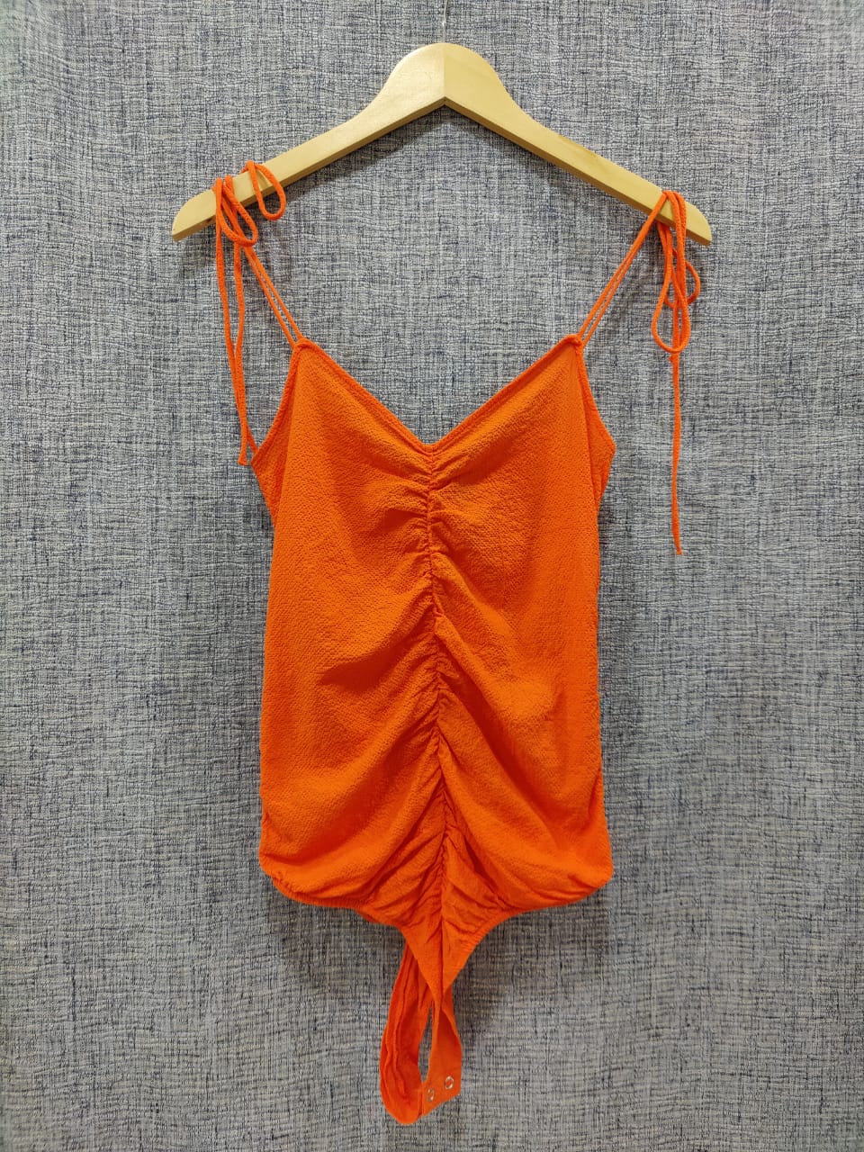 ZARA Orange Ruched Bodysuit | Relove
