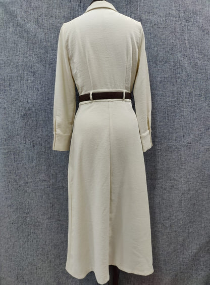 ZARA White Dress With Brown Belt | Relove
