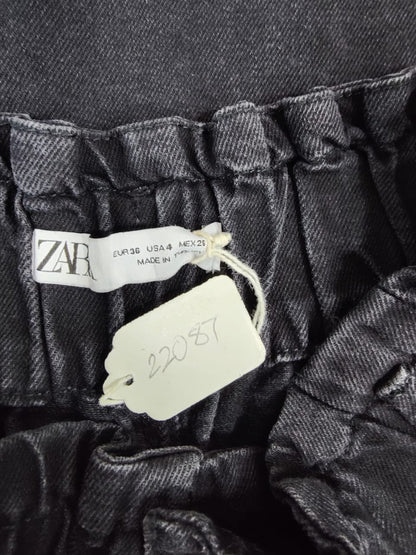 ZARA Black Elasticated Ripped Bottom Jeans | Relove