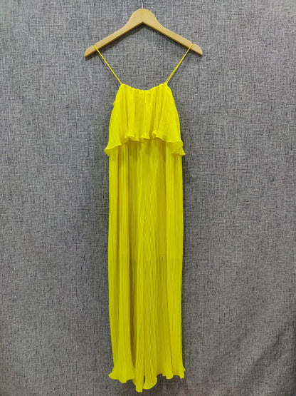 ZARA Bright Yellow Set Pleated Strap Dress | Relove
