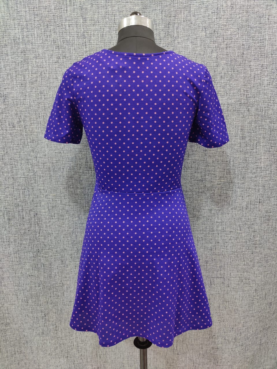 ZARA Dark Blue And Pink Polka Dots Midi Dress | Relove