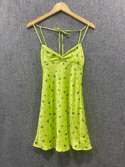 ZARA Lime Green Satin Mini Slip Dress | Relove