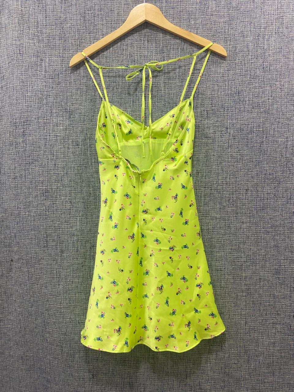 ZARA Lime Green Satin Mini Slip Dress | Relove