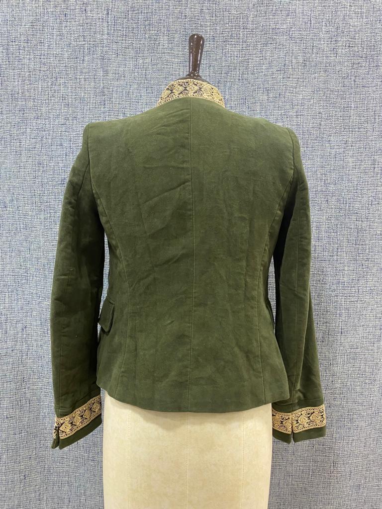 ZARA Green Blazer with Zari Embroidery | Relove