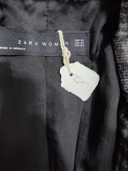 ZARA Dark Grey Plaid Coat | Relove