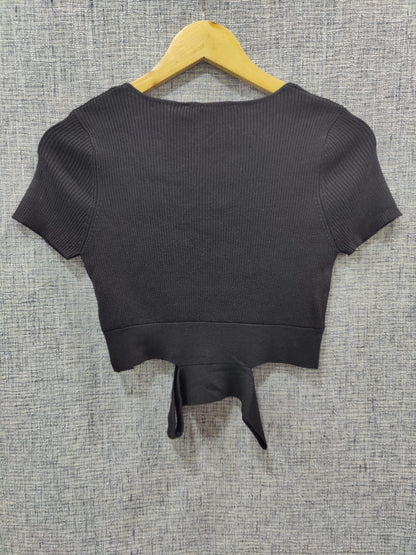 ZARA Black Knit Cut Out Crop Top | Relove