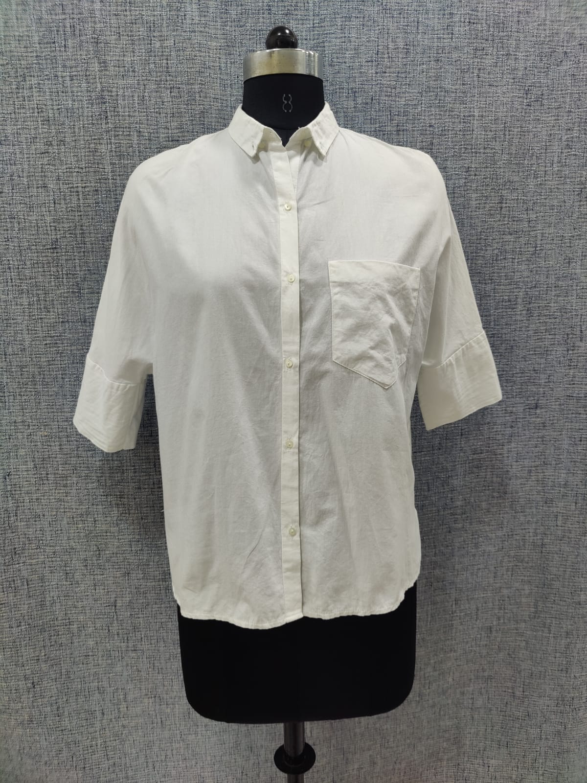 ZARA White Loose Half Sleeve Shirt | Relove
