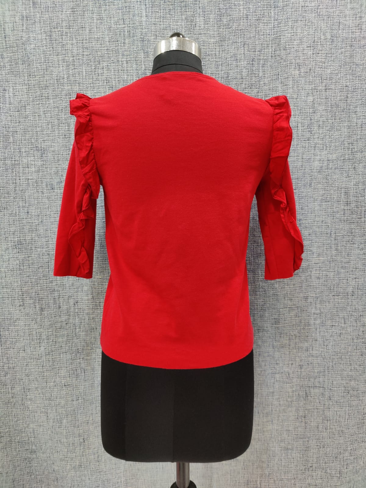 ZARA Red Top with Frilled Sleeves | Relove