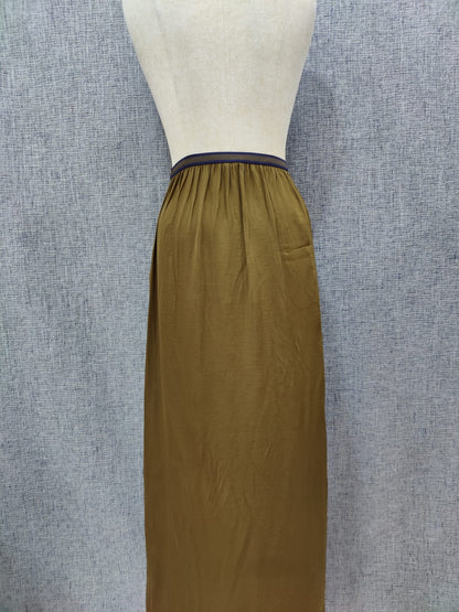 ZARA Solid Olive Green Satin Skirt | Relove