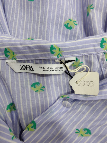 ZARA Blue White Floral Striped Shirt | Relove