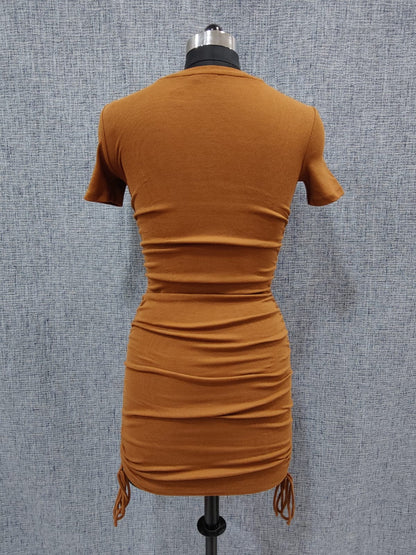 ZARA Brown Ruched Knit Dress | Relove