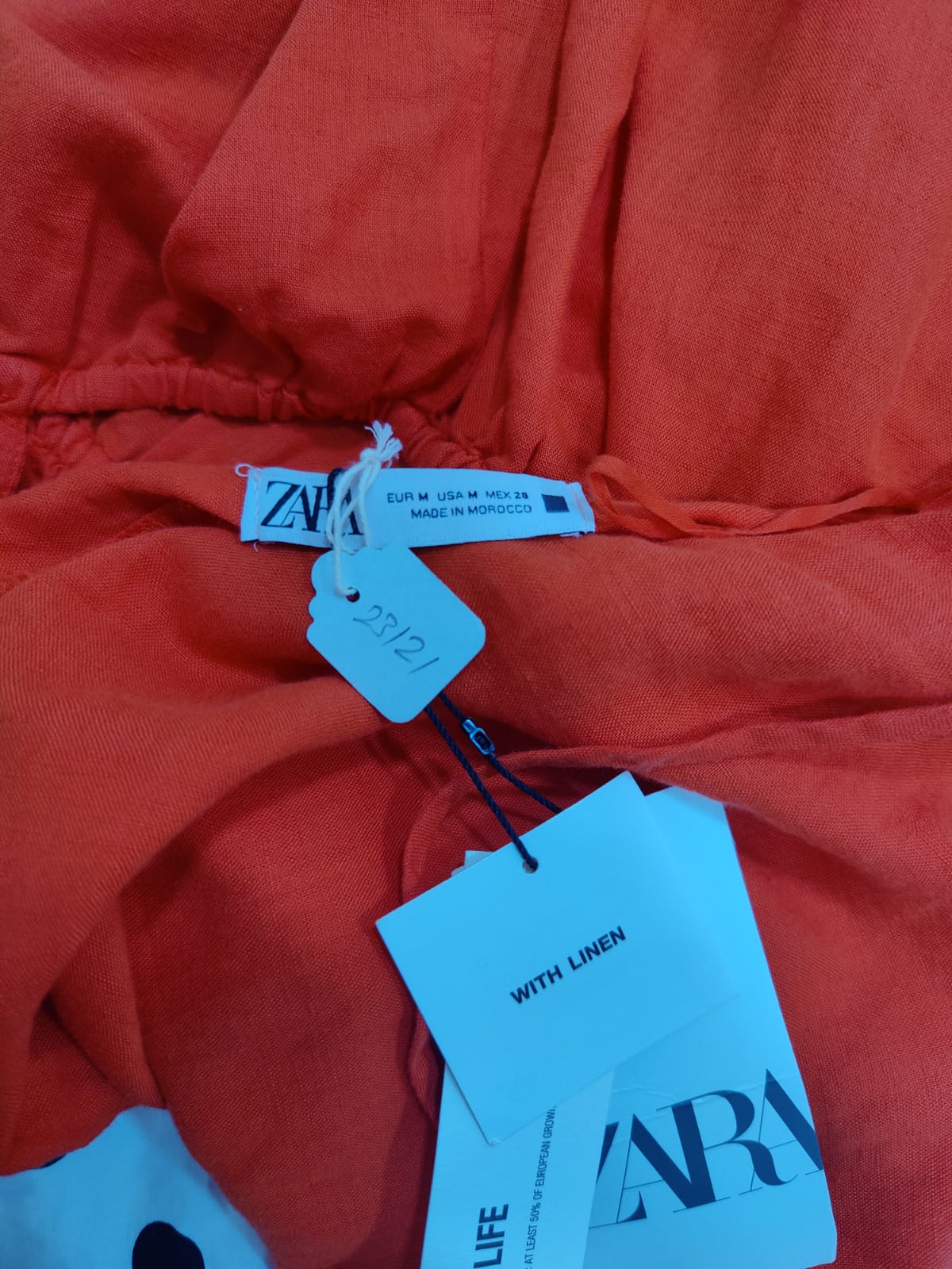 ZARA Orange Linen Romper with Keyhole Back | Relove