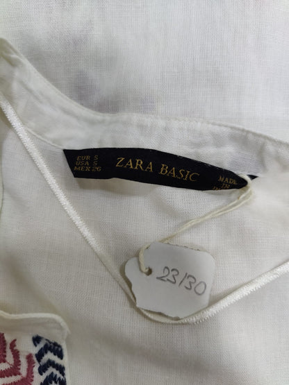 ZARA White Embroidered Long Top | Relove