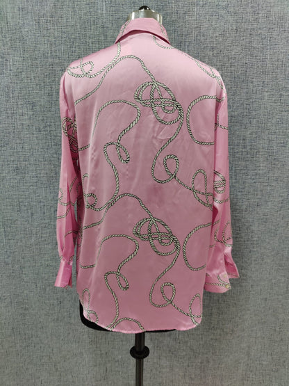 ZARA Pink Rope Pattern Satin Shirt | Relove