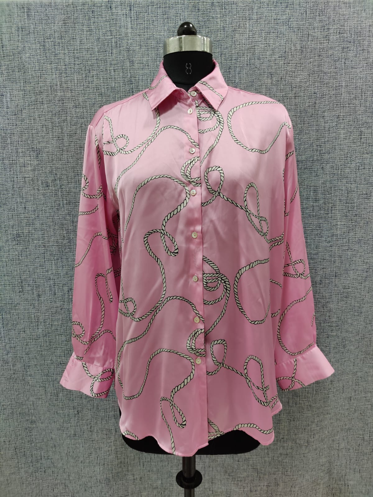 ZARA Pink Rope Pattern Satin Shirt | Relove