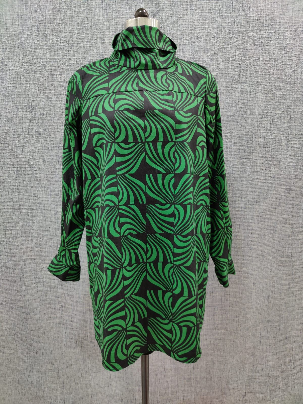 ZARA Black Green Cotton Turtleneck Dress | Relove